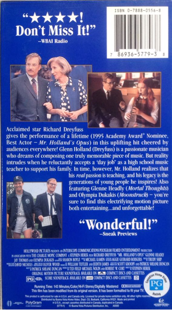 Mr. Holland’s Opus VHS movie collectible [Barcode 786936577938] - Main Image 2