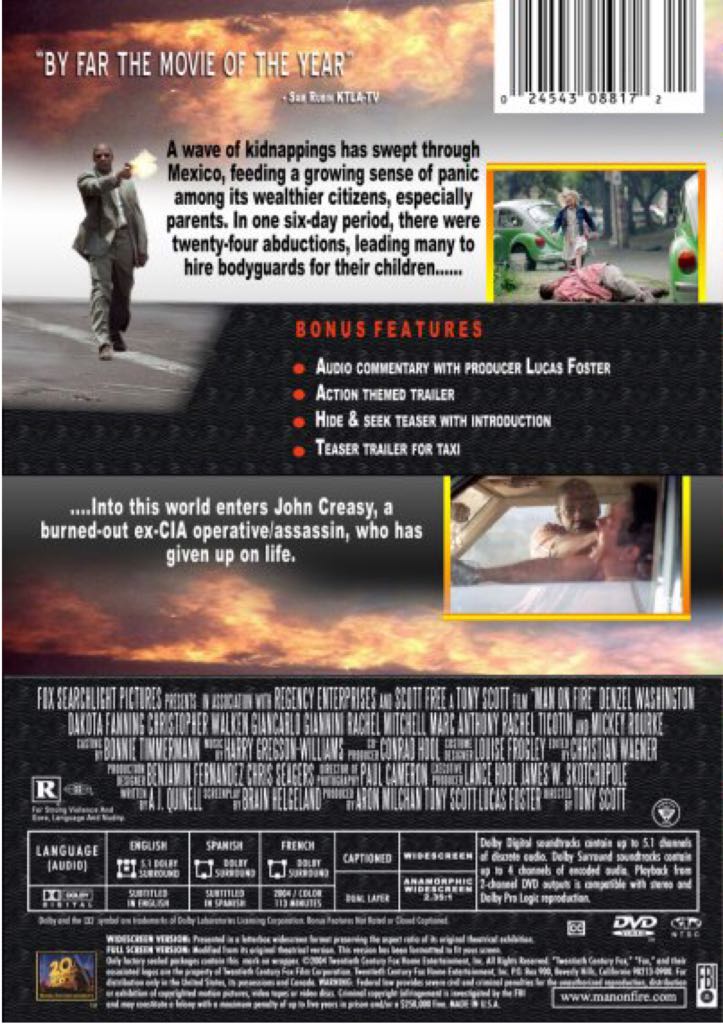 Man on Fire Digital Copy movie collectible [Barcode 024543139720] - Main Image 2