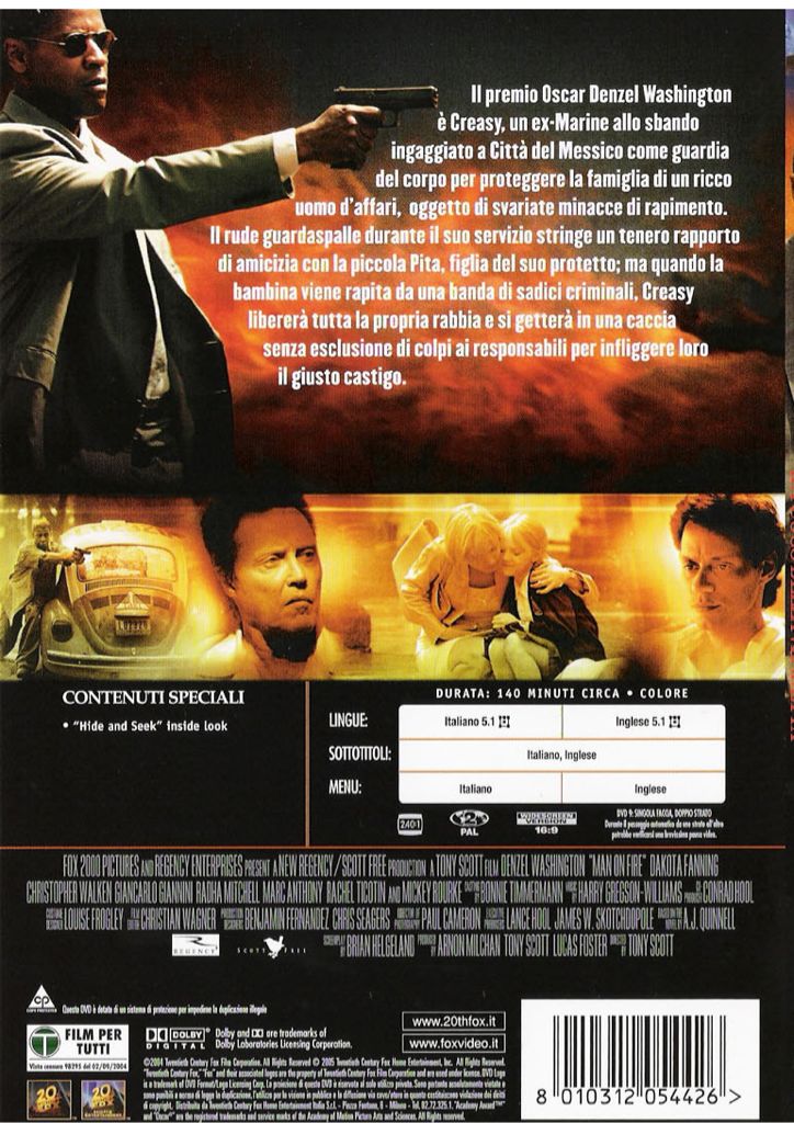 Man on Fire Blu-ray movie collectible [Barcode 5039036052641] - Main Image 2