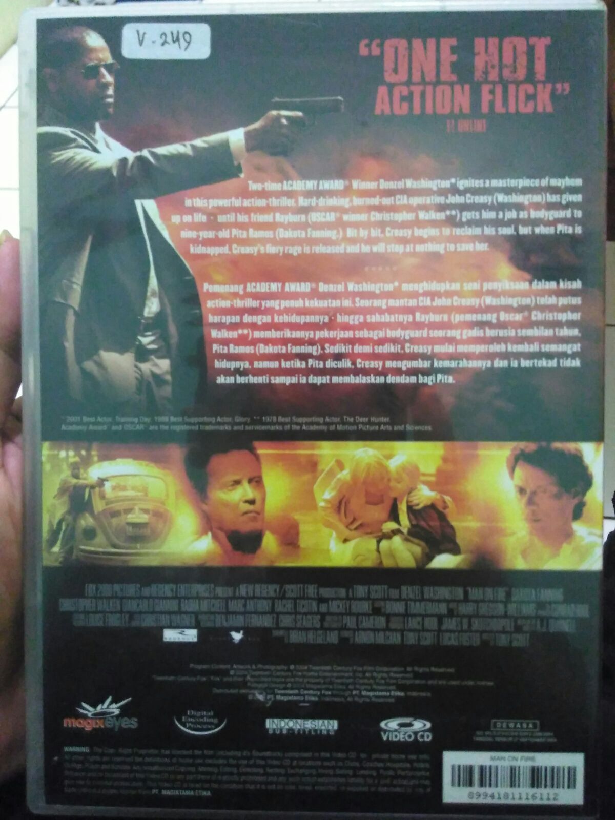 Man on Fire Video CD movie collectible [Barcode 8994181116112] - Main Image 2