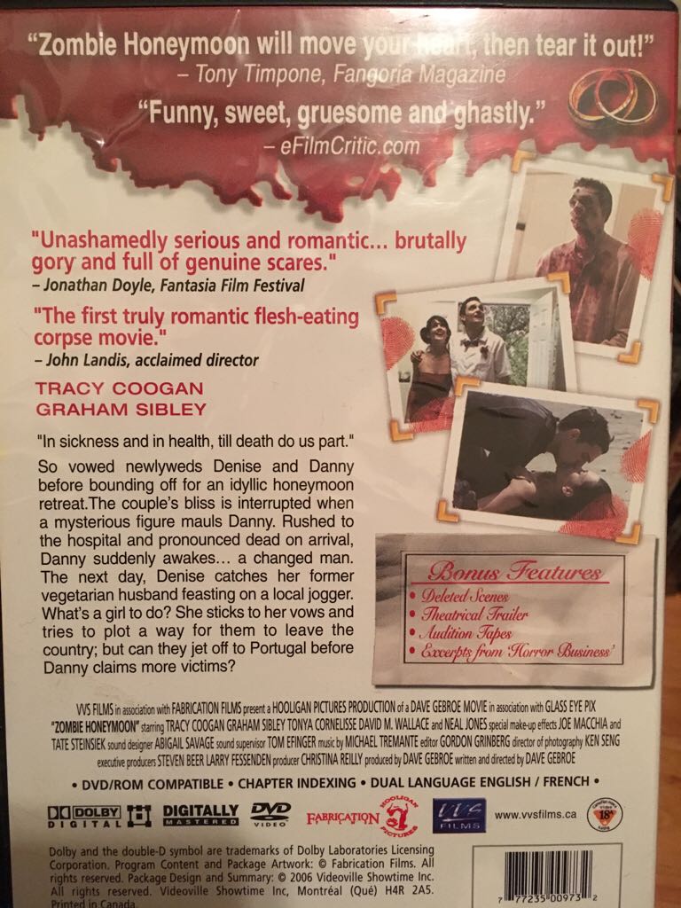Zombie Honeymoon DVD movie collectible [Barcode 777235009732] - Main Image 2