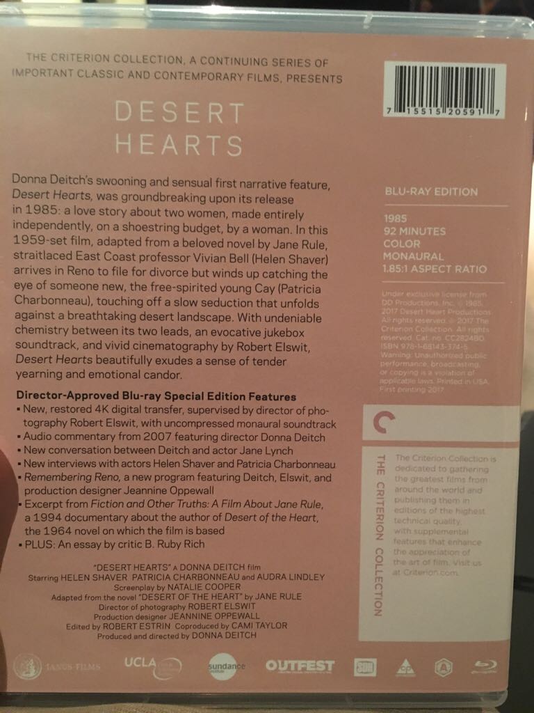 Desert Hearts Blu-ray movie collectible [Barcode 715515205917] - Main Image 2