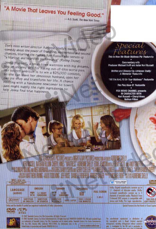 Waitress DVD movie collectible [Barcode 0024543460183] - Main Image 2