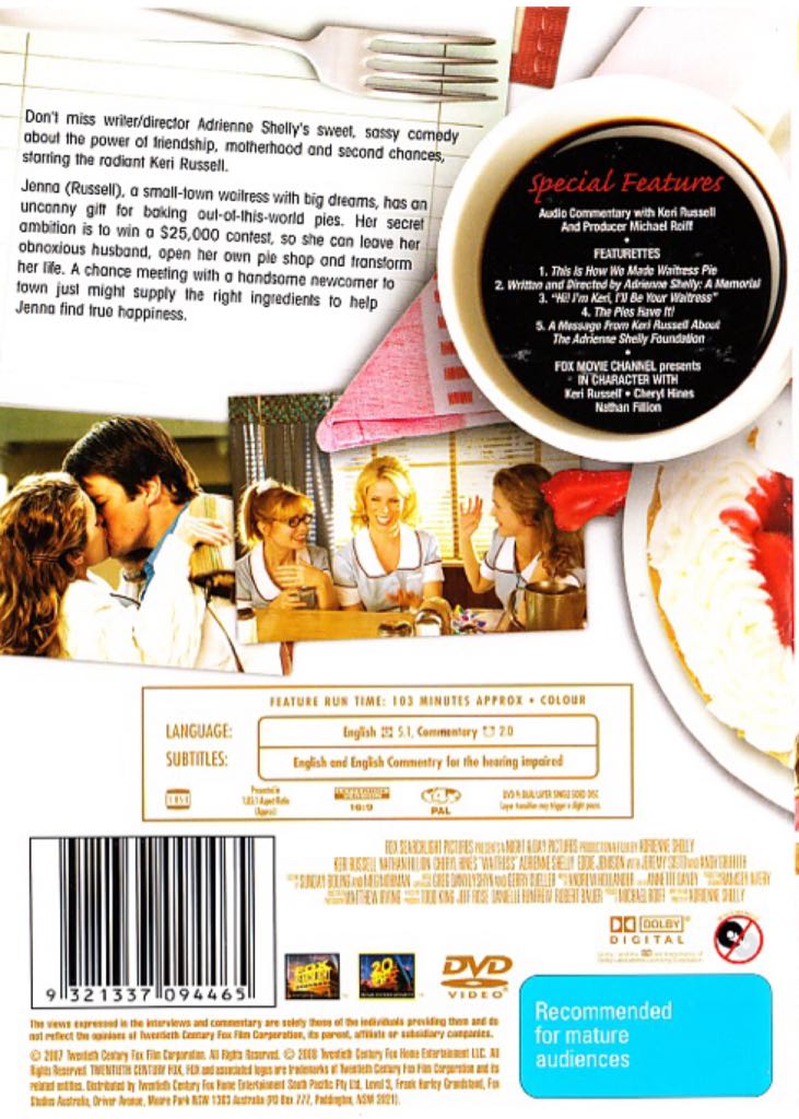 Waitress (2007) DVD DVD movie collectible [Barcode 9321337094465] - Main Image 2