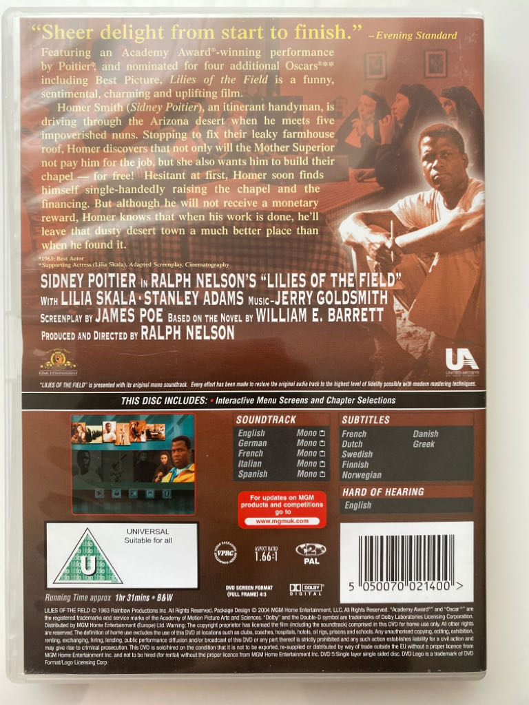 Lilies of the Field DVD movie collectible [Barcode 5050070021400] - Main Image 2