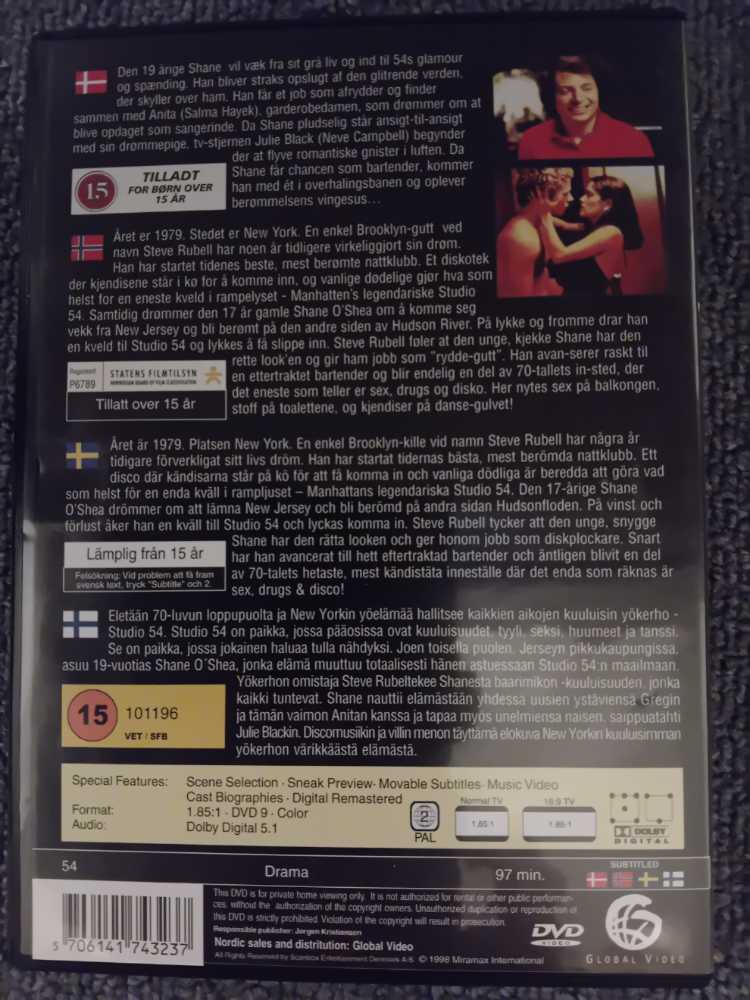 54 DVD movie collectible [Barcode 5706102343230] - Main Image 2