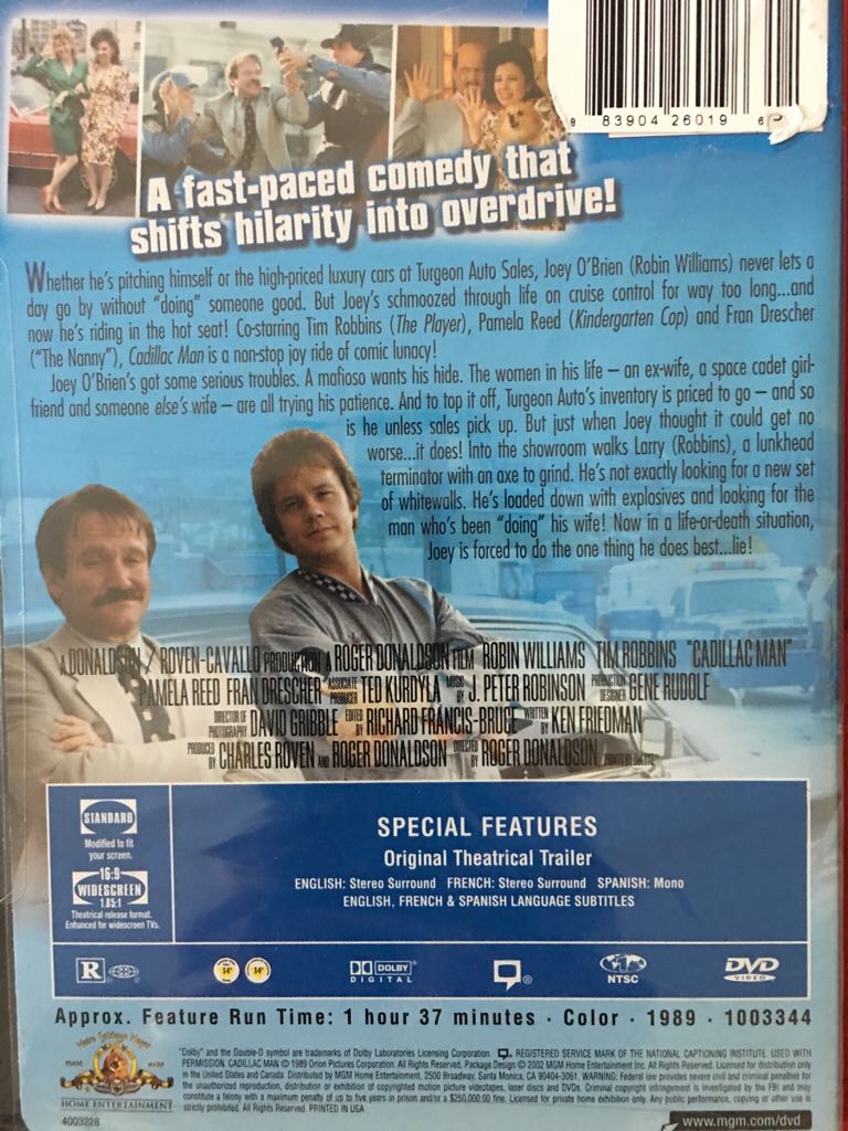 Cadillac Man VHS movie collectible [Barcode 027616877703] - Main Image 2