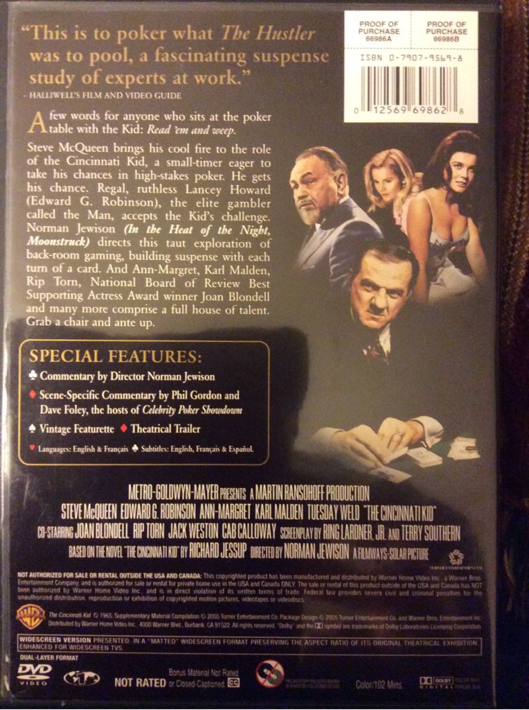Cincinnati Kid, The DVD movie collectible [Barcode 012569698628] - Main Image 2