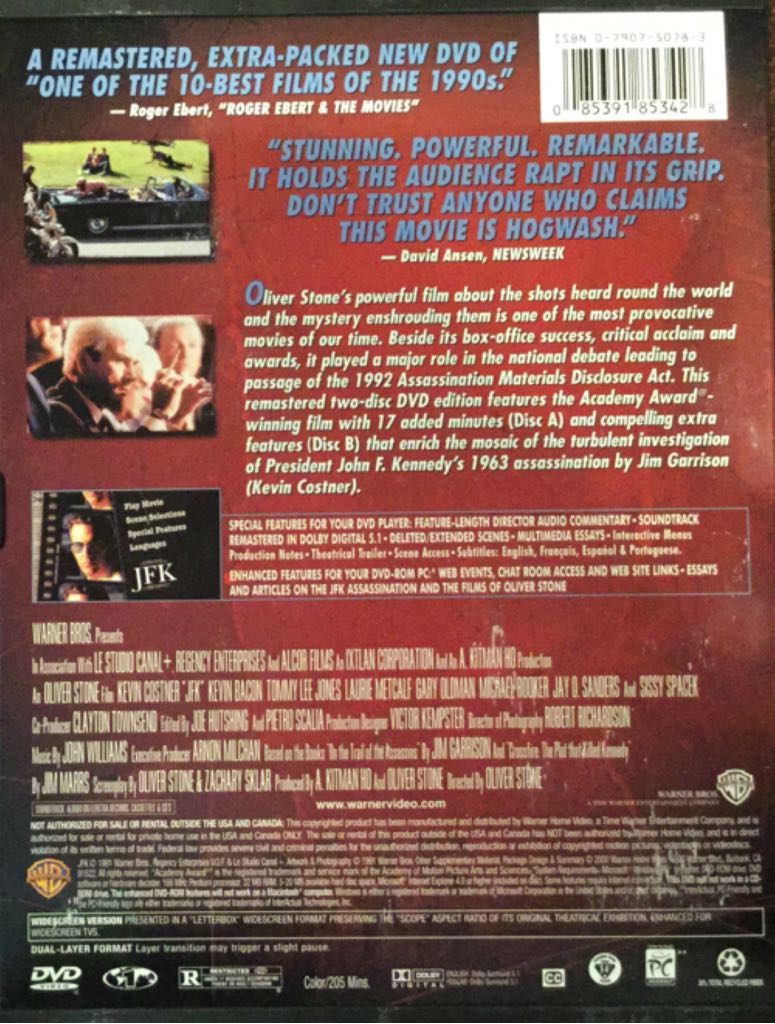 (001) JFK DVD movie collectible [Barcode 085391853428] - Main Image 2