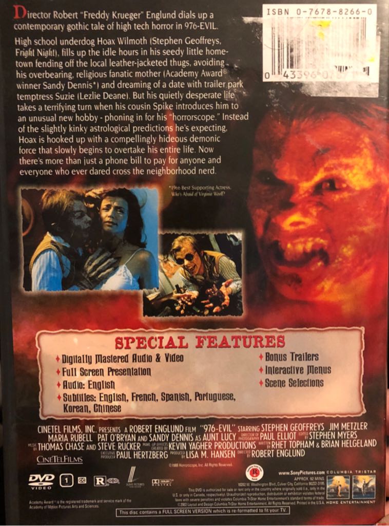 976-EVIL VHS movie collectible [Barcode 00400073300791] - Main Image 2