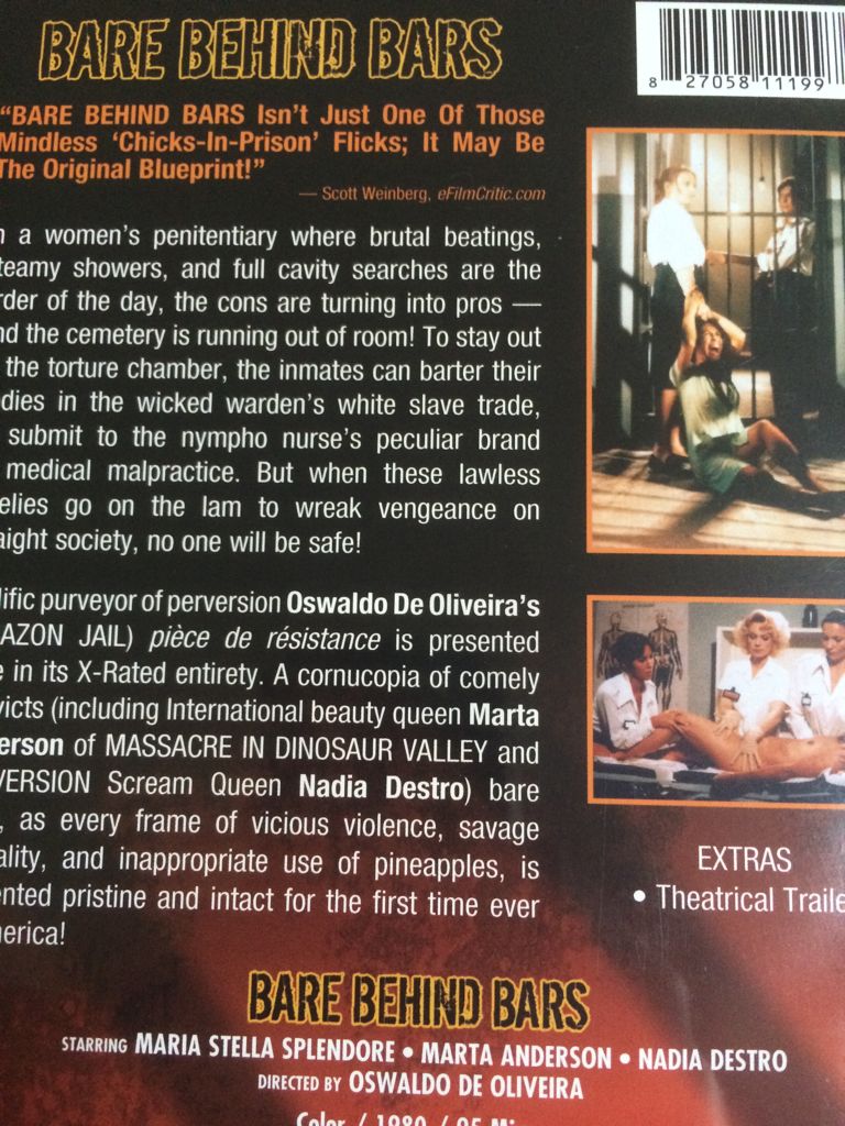 Bare Behind Bars DVD movie collectible [Barcode 827058111997] - Main Image 2
