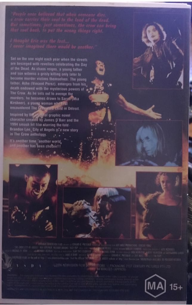 The Crow: City of Angels VHS movie collectible [Barcode 065935121381] - Main Image 2