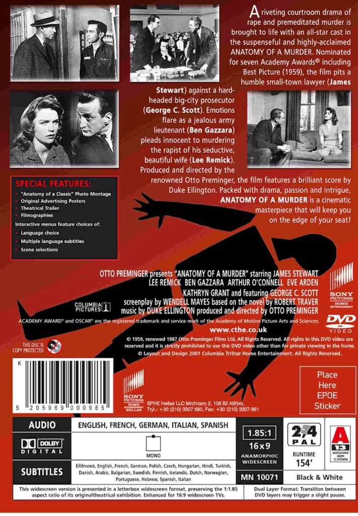 Anatomy of a Murder (1959) 16mm movie collectible [Barcode 043396070196] - Main Image 2