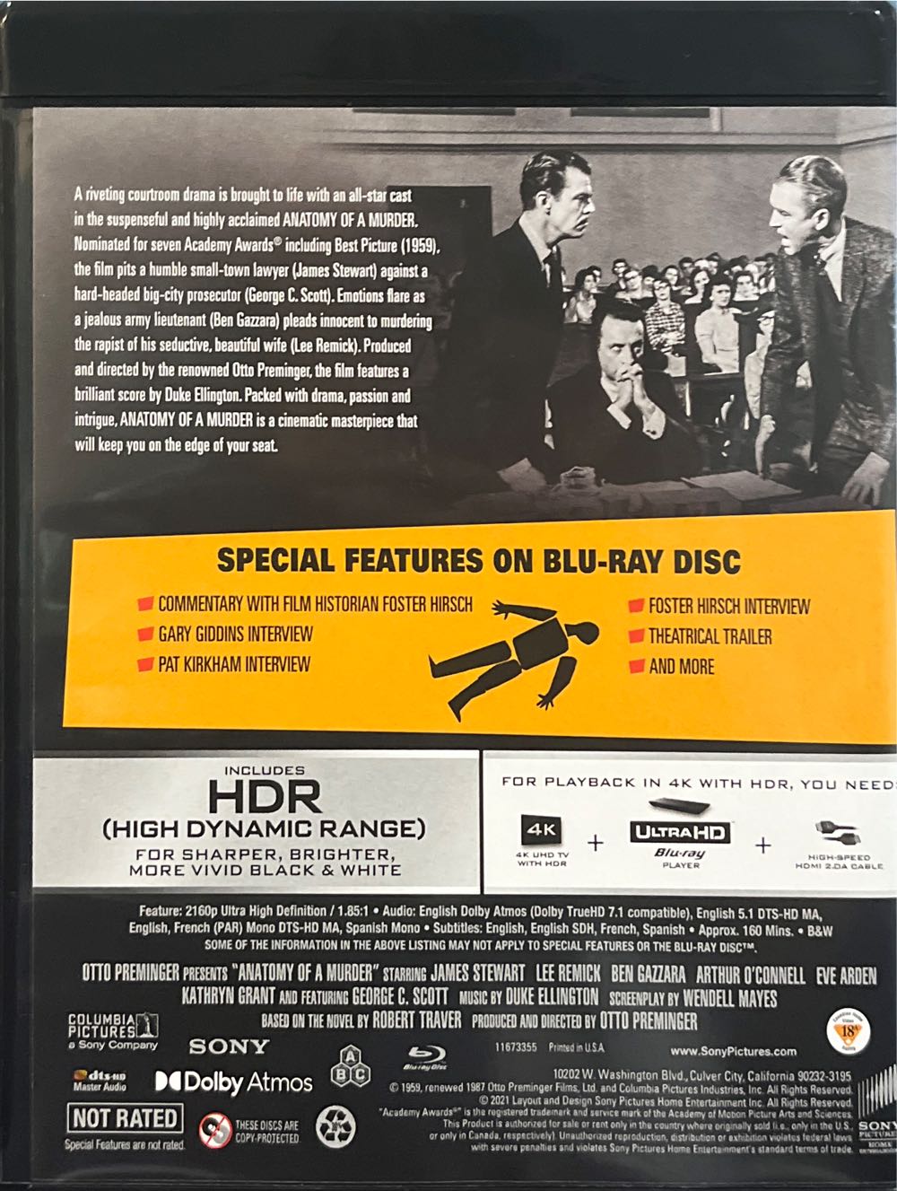 Anatomy of a Murder Blu-ray movie collectible [Barcode 715515091510] - Main Image 3