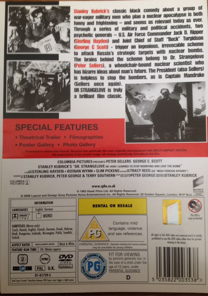 Dr. Strangelove or: How I Learned to Stop Worrying and Love the Bomb Digital Copy movie collectible [Barcode 5035822003538] - Main Image 2