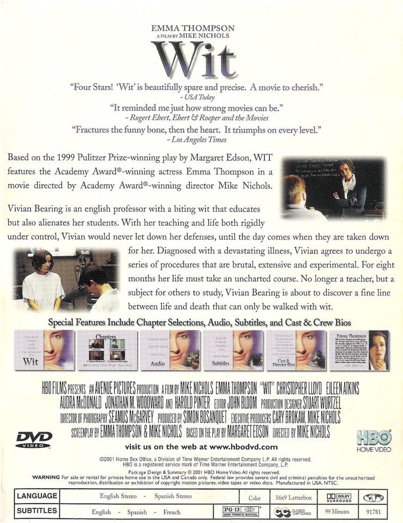 Wit DVD movie collectible [Barcode 026359178122] - Main Image 2