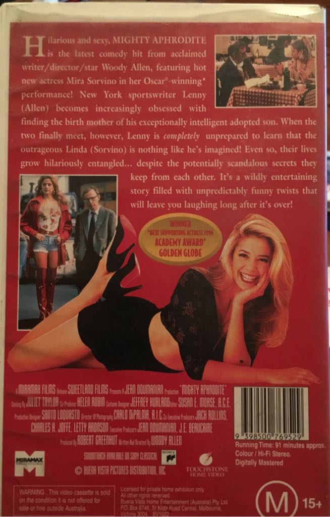 Mighty Aphrodite VHS movie collectible [Barcode 7897119404002] - Main Image 2
