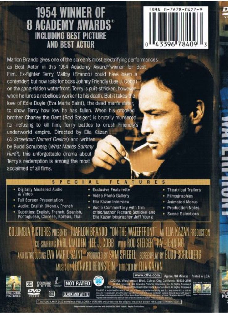 On the Waterfront DVD movie collectible [Barcode 7041271068255] - Main Image 2