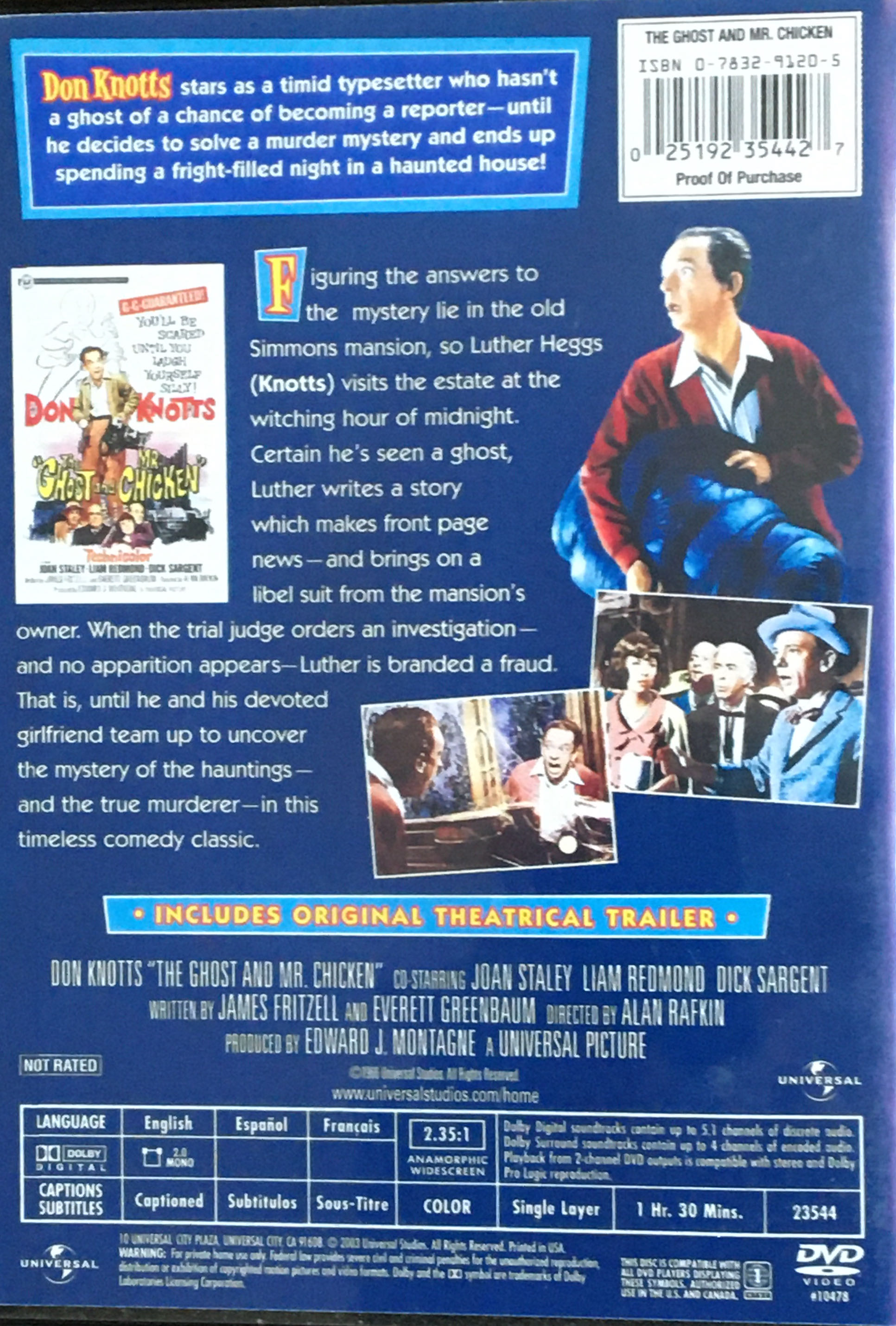 Ghost and Mr. Chicken, The DVD movie collectible [Barcode 025192354427] - Main Image 3