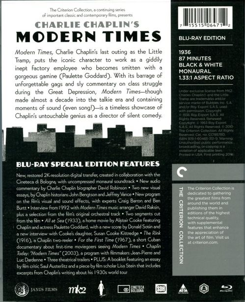 Criterion Collection - 543: Modern Times Blu-ray movie collectible [Barcode 715515064712] - Main Image 2