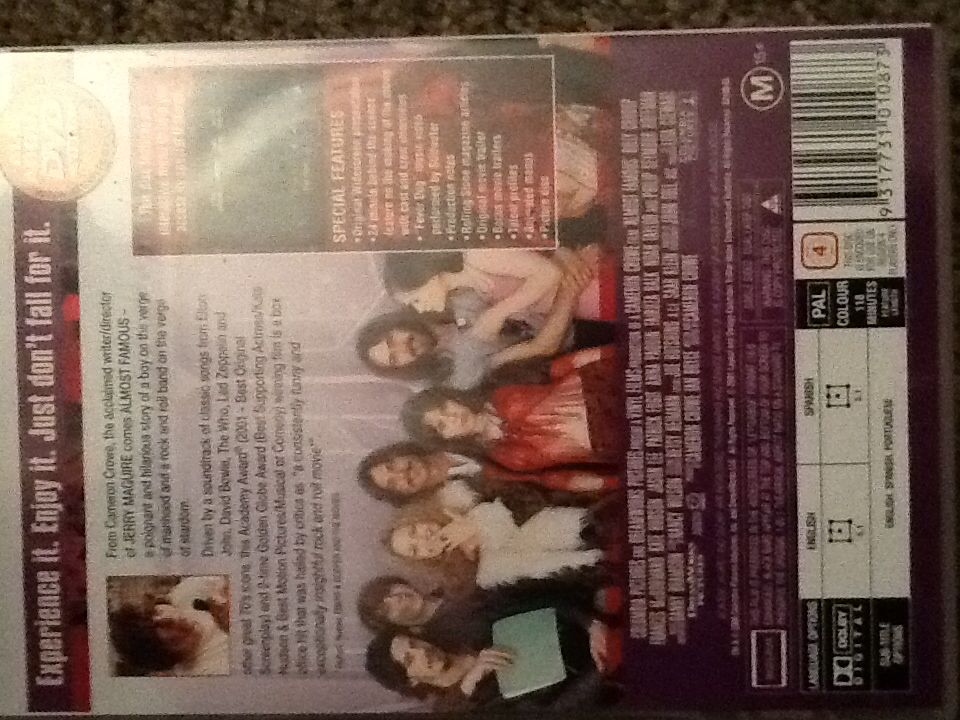 Almost Famous DVD movie collectible [Barcode 9317731010873] - Main Image 2