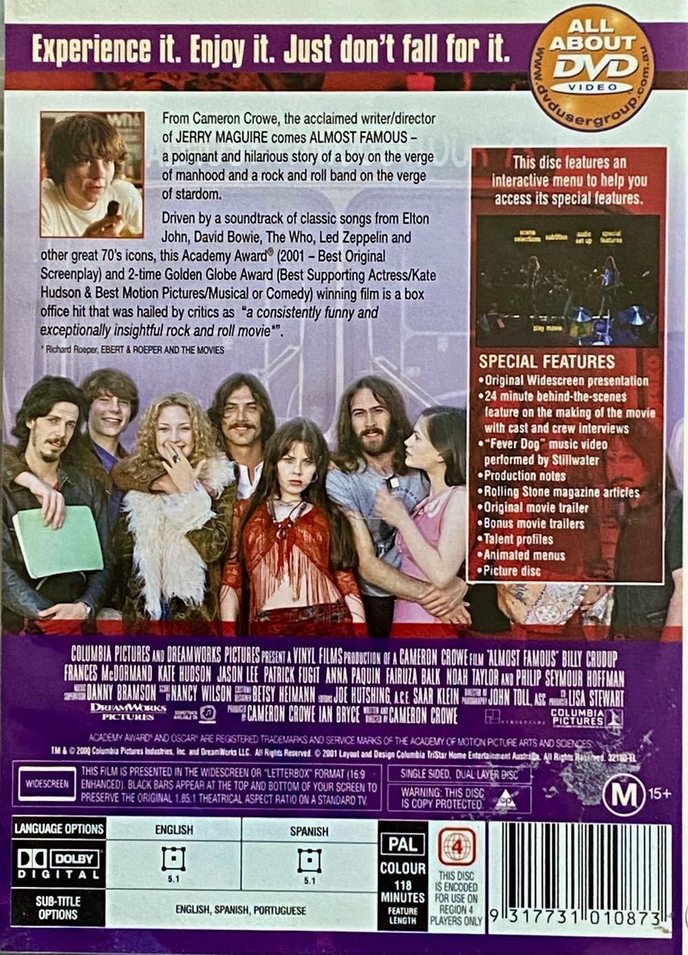 Almost Famous DVD movie collectible [Barcode 9317731010873] - Main Image 3