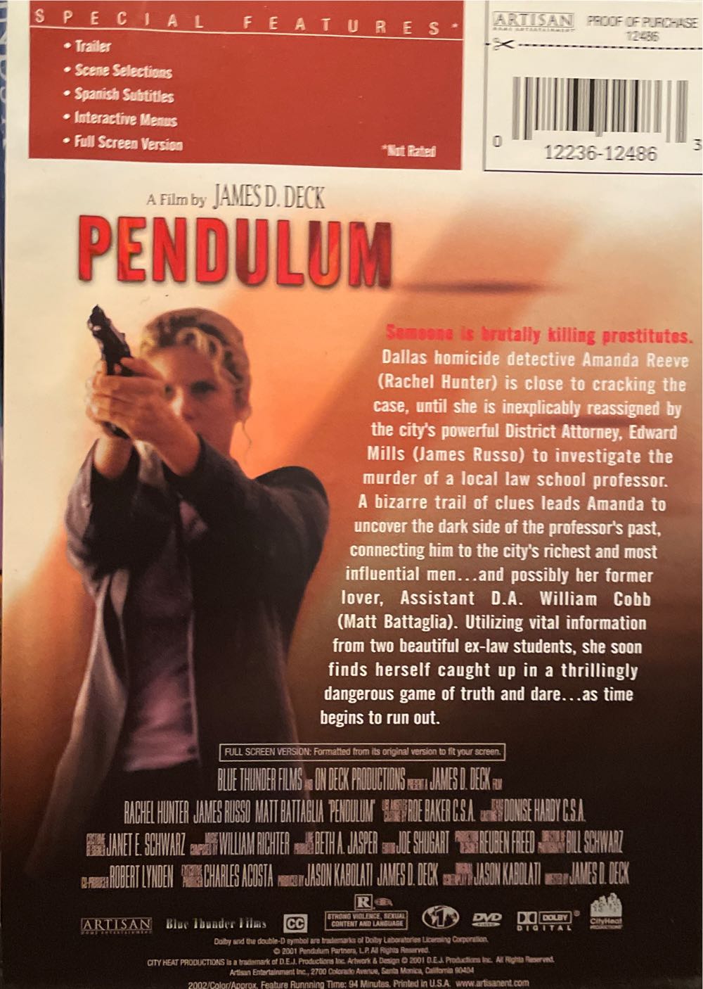 Pendulum/BIN 10 DVD movie collectible [Barcode 012236124863] - Main Image 2
