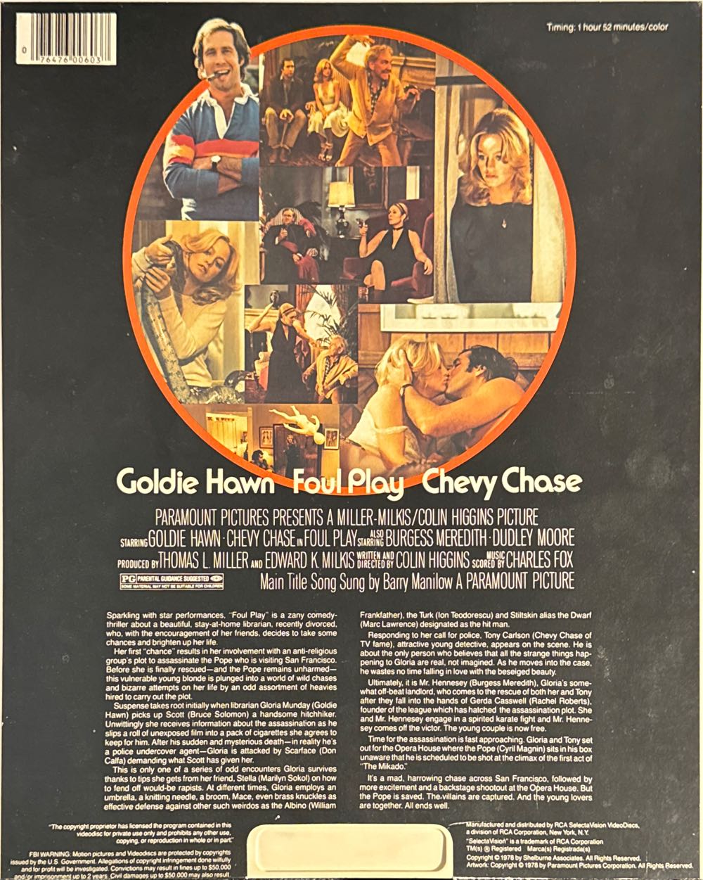 Foul Play CED movie collectible [Barcode 076476006037] - Main Image 2