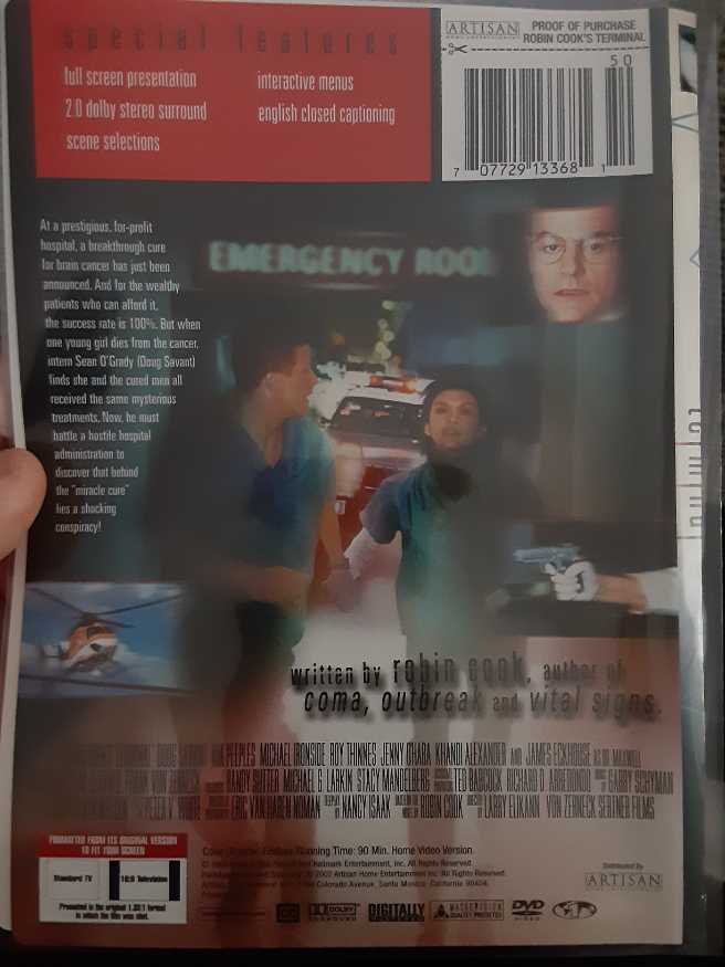 Terminal: Doctors Without Conscience Are The Ultimate Evil. (707729133681 - DVD) DVD movie collectible [Barcode 707729133681] - Main Image 2