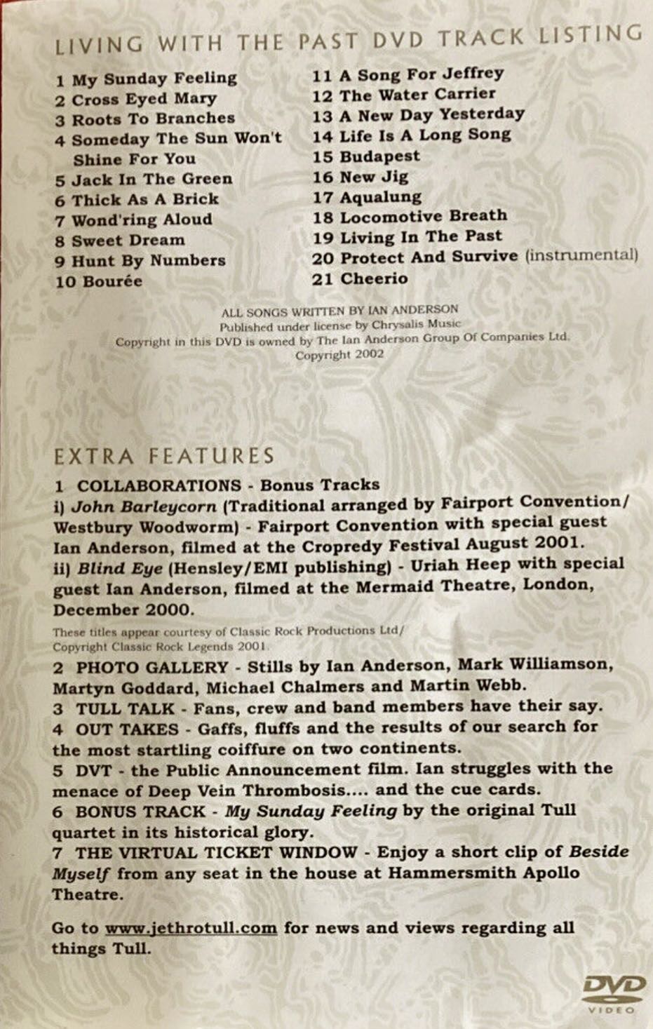 Jethro Tull : Living with the Past DVD movie collectible [Barcode 5034504900394] - Main Image 3