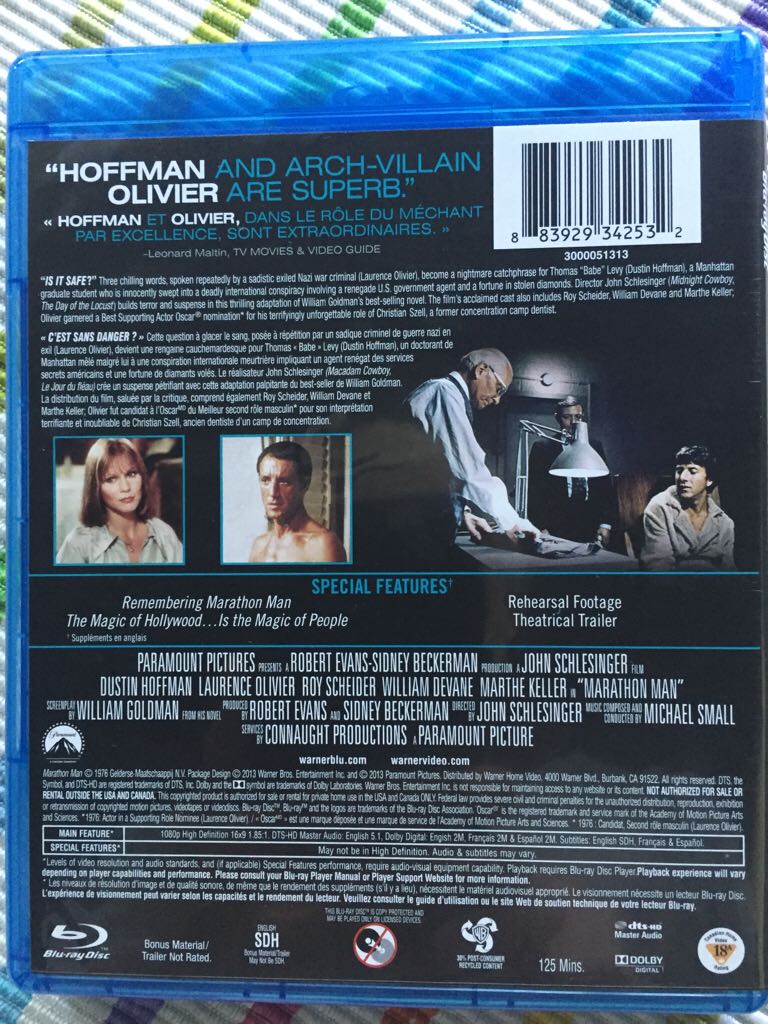 Marathon Man Blu-ray movie collectible [Barcode 883929342532] - Main Image 2