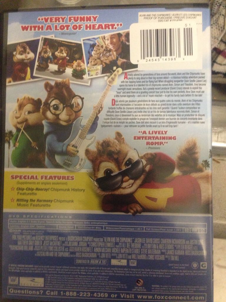 Alvin and the Chipmunks DVD movie collectible [Barcode 024543143963] - Main Image 2