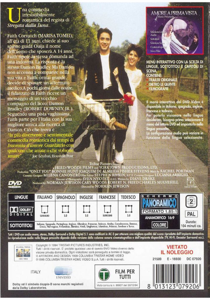 Only You DVD movie collectible [Barcode 0043396016811] - Main Image 2