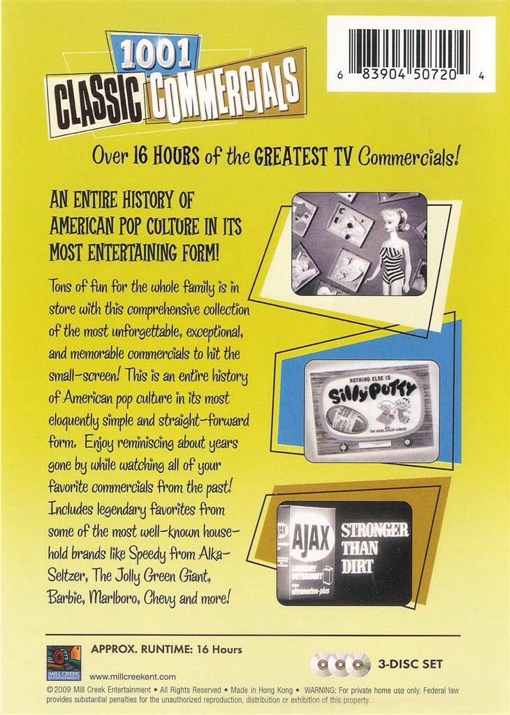 1001 Classic Commercials DVD movie collectible [Barcode 683904507204] - Main Image 2