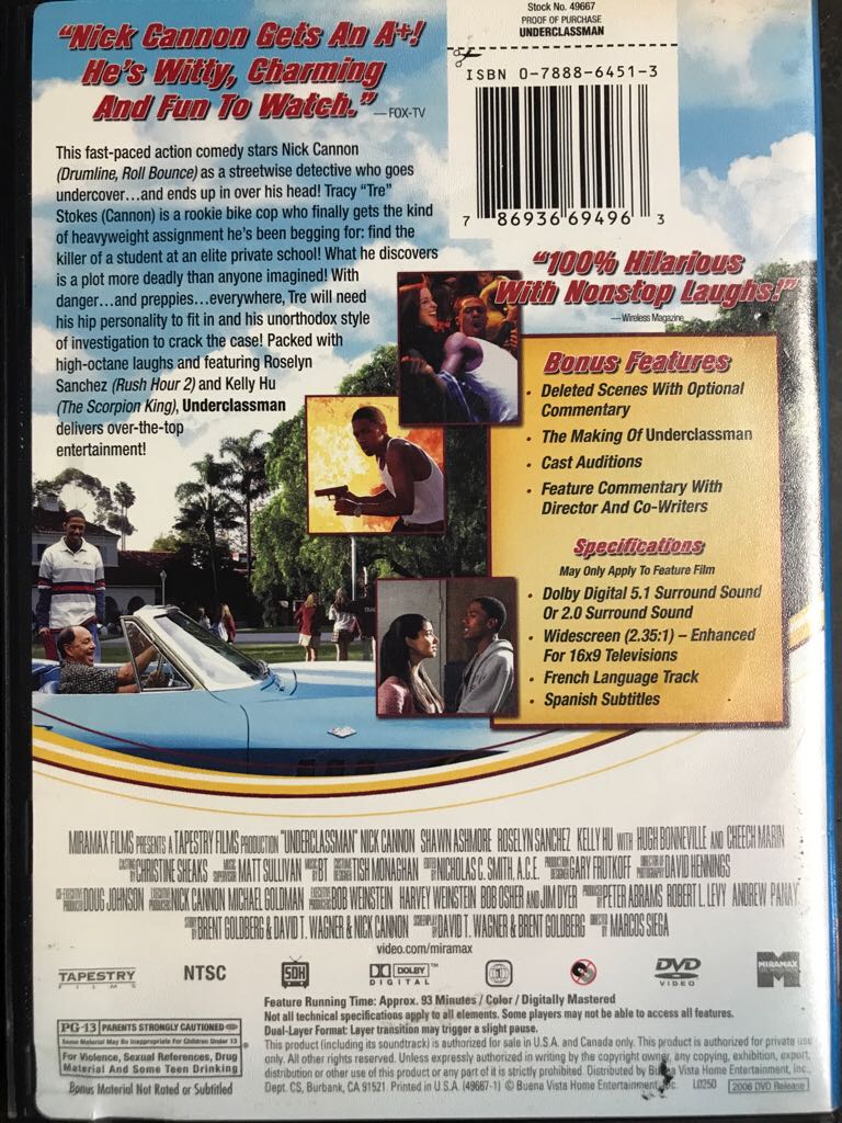 Underclassman DVD movie collectible [Barcode 786936694963] - Main Image 2