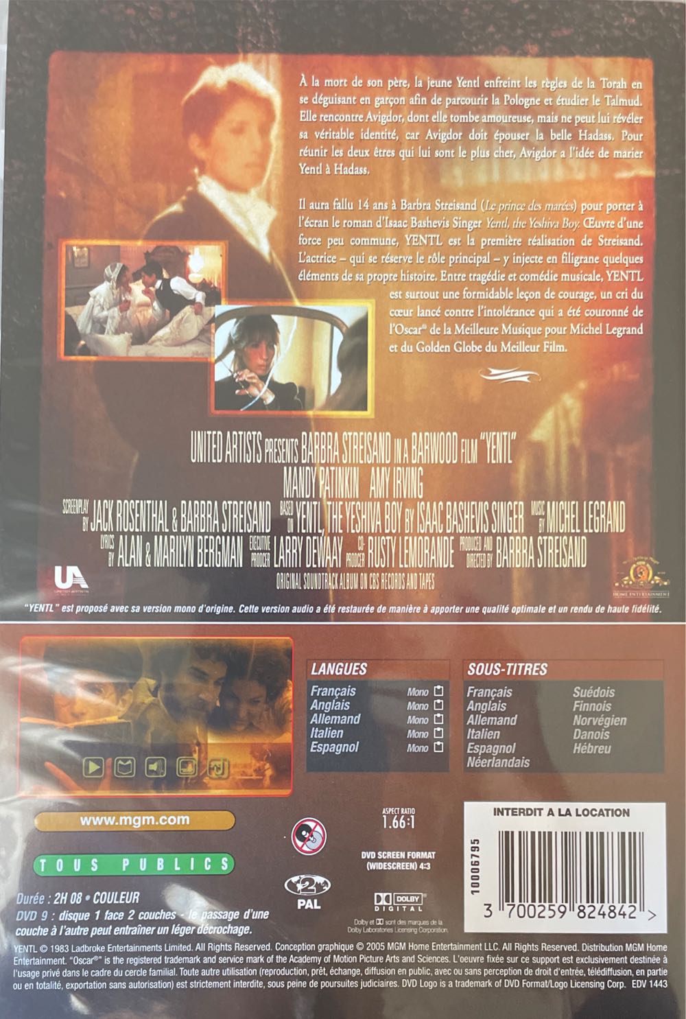 Yentl DVD movie collectible [Barcode 3700259824842] - Main Image 2