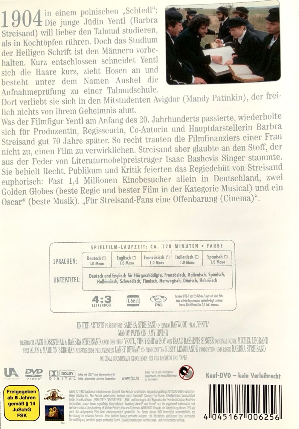 Yentl DVD movie collectible [Barcode 4045167006256] - Main Image 2