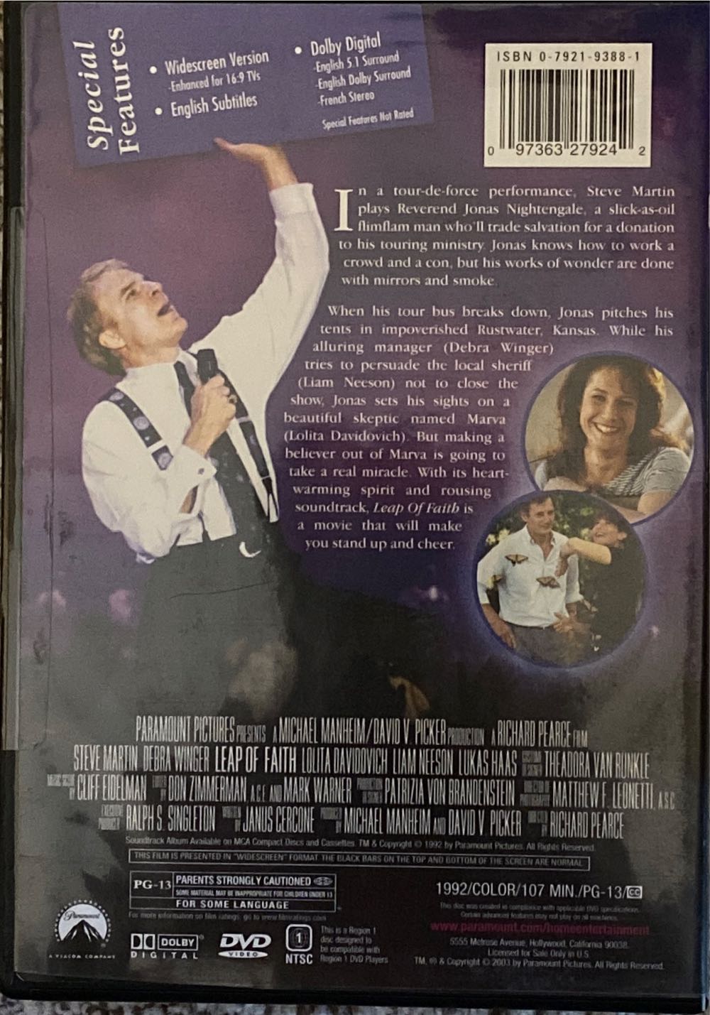 Leap Of Faith DVD movie collectible [Barcode 097363279242] - Main Image 2