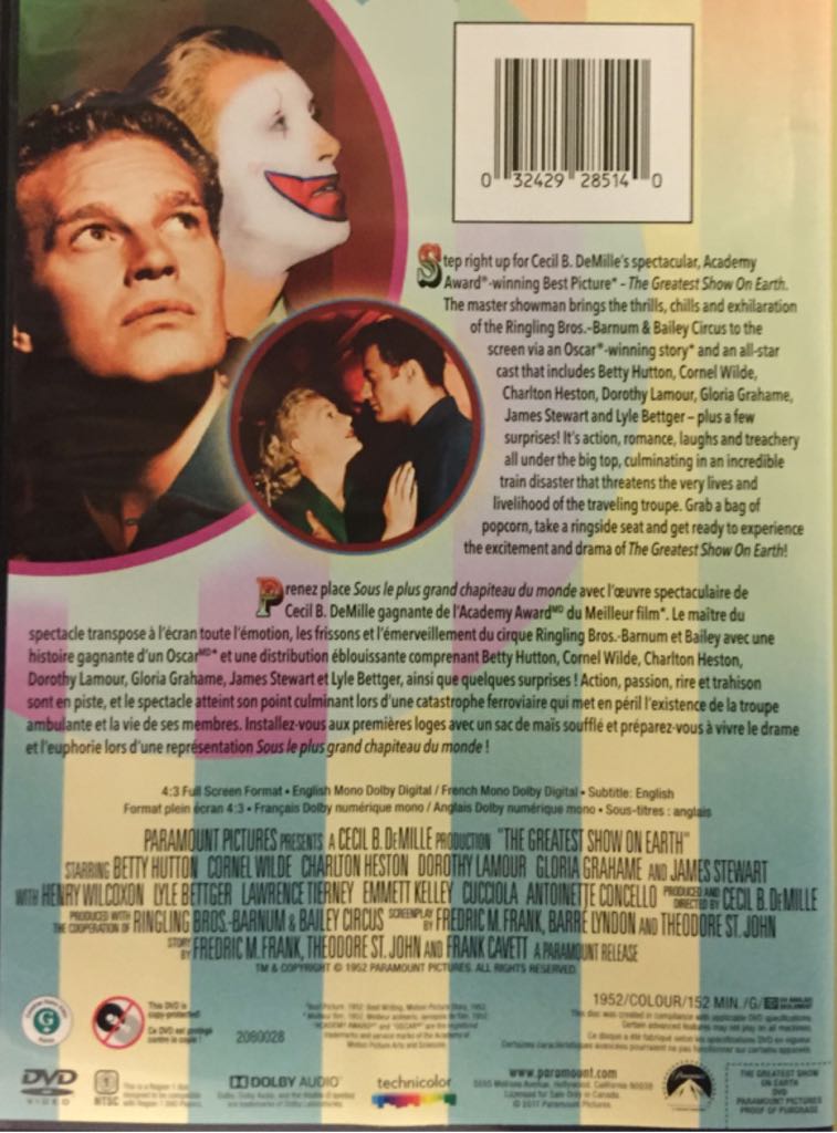 GREATEST SHOW ON EARTH (OK) Movies Anywhere movie collectible [Barcode 032429285140] - Main Image 2