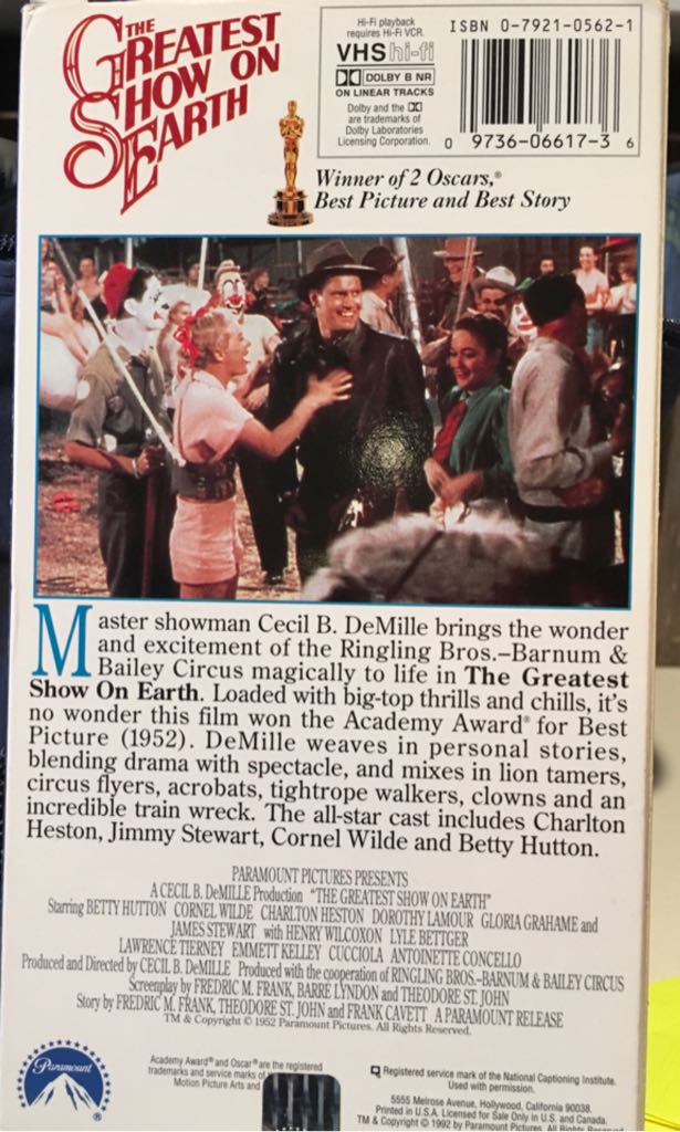 The Greatest Show On Earth Blu-ray movie collectible [Barcode 097360661736] - Main Image 2