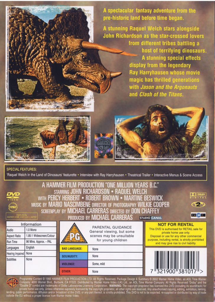 One Million Years BC DVD movie collectible [Barcode 7321900381017] - Main Image 2