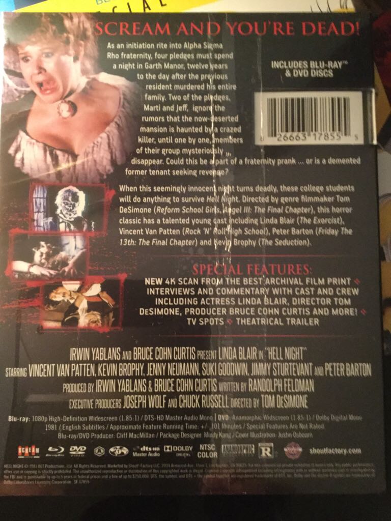 Hell Night Blu-ray movie collectible [Barcode 826663178555] - Main Image 2