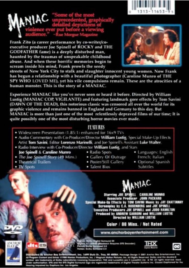 Maniac DVD movie collectible [Barcode 5060020700620] - Main Image 2
