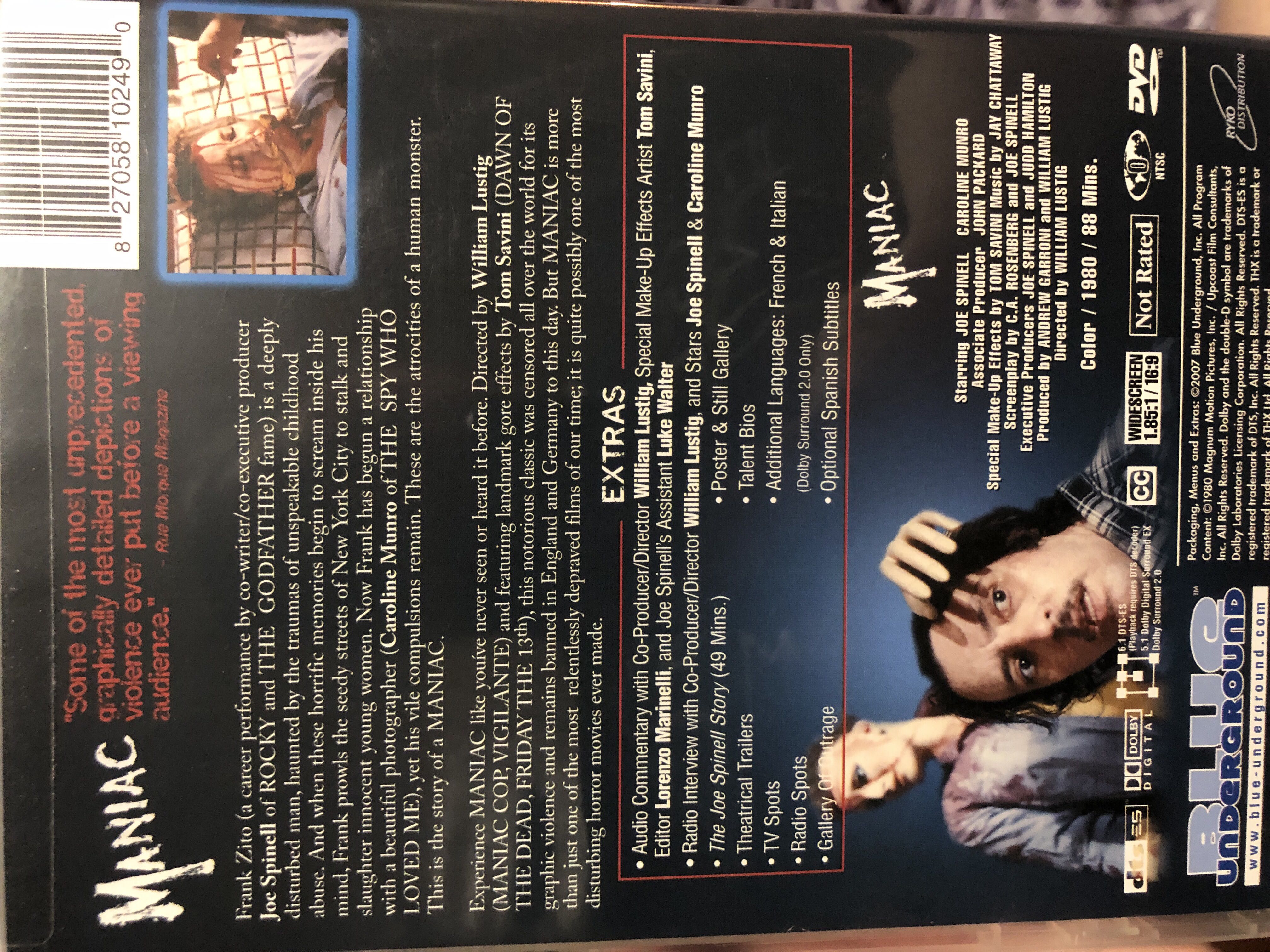 Maniac DVD movie collectible [Barcode 827058102490] - Main Image 2