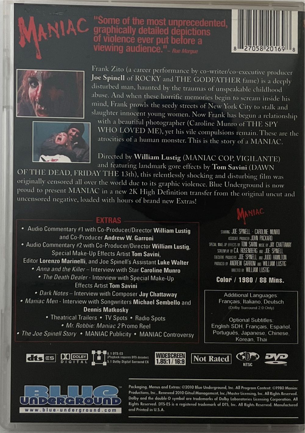 Maniac DVD movie collectible [Barcode 827058201698] - Main Image 3
