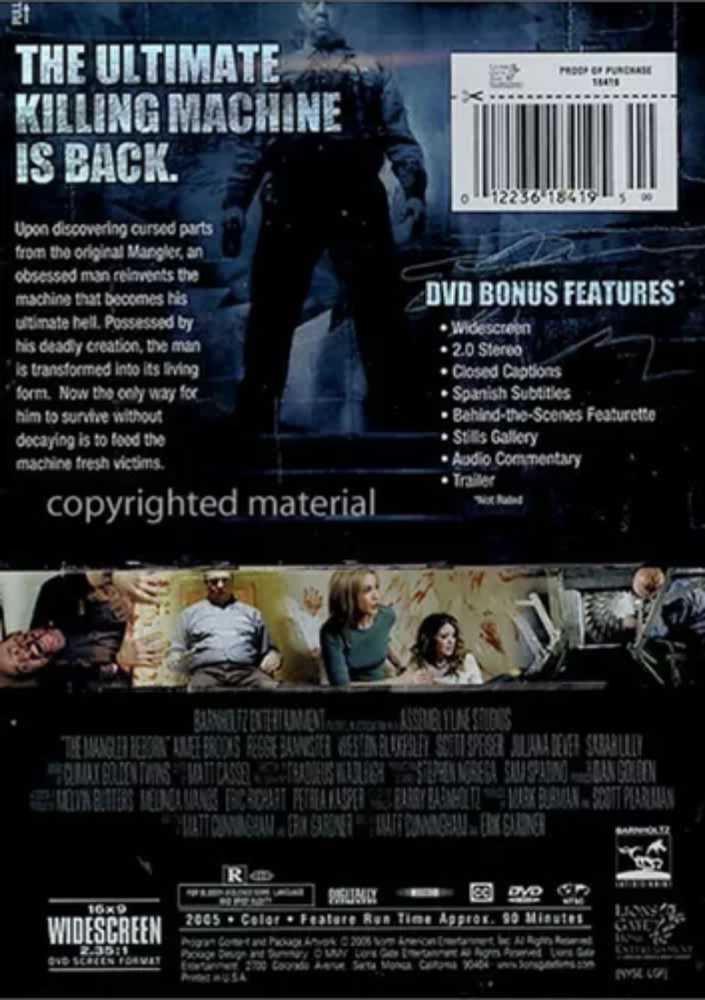 The Mangler: Reborn DVD movie collectible [Barcode 012236184218] - Main Image 2