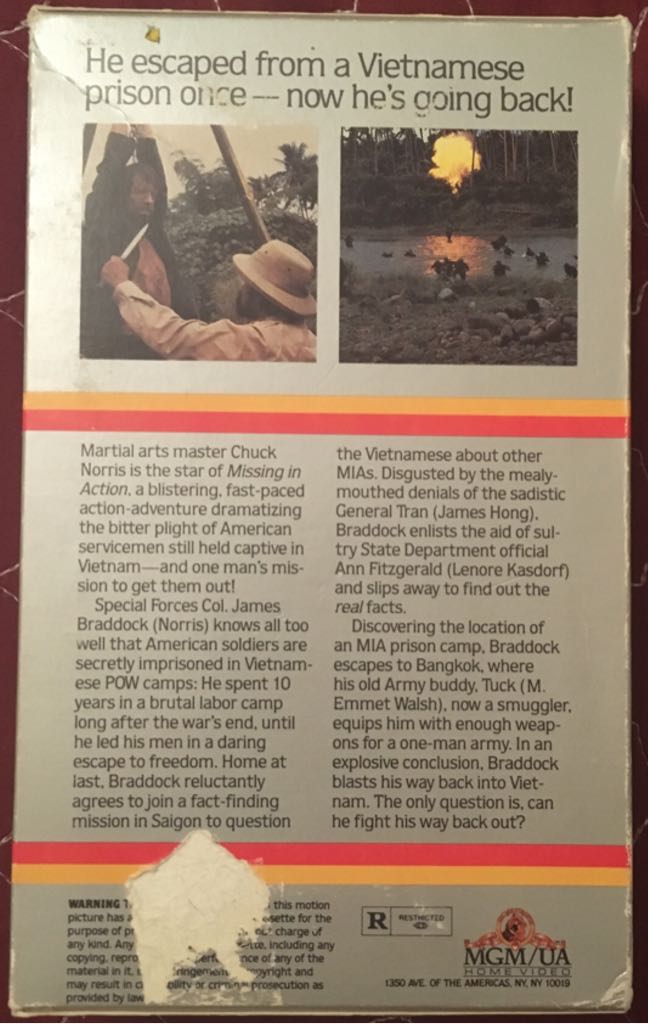 Missing in Action VHS movie collectible [Barcode 027616055736] - Main Image 2