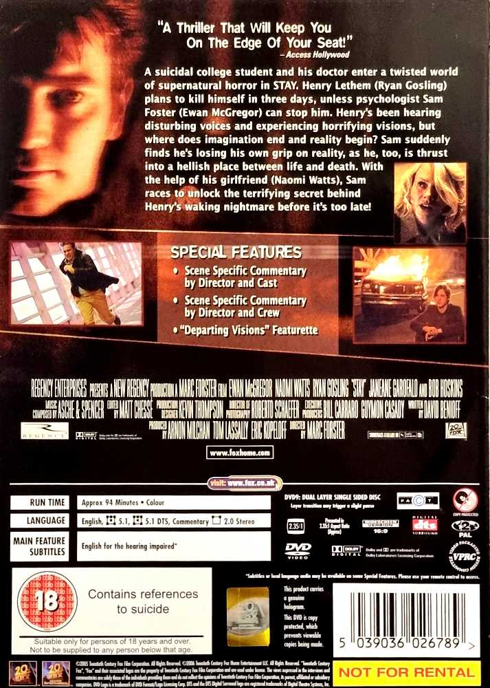 Stay DVD movie collectible [Barcode 5039036026789] - Main Image 2
