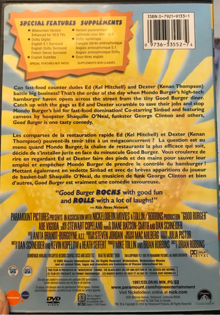Good Burger* DVD movie collectible [Barcode 097363355274] - Main Image 2