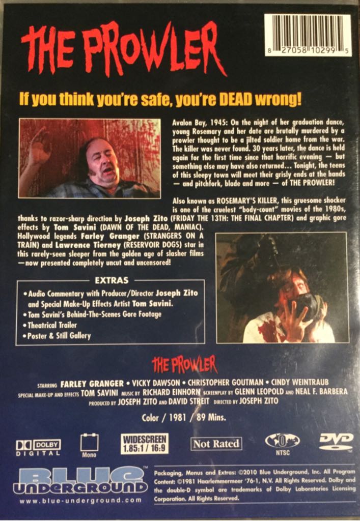 Blue Underground Prowler, The DVD movie collectible [Barcode 827058102995] - Main Image 2